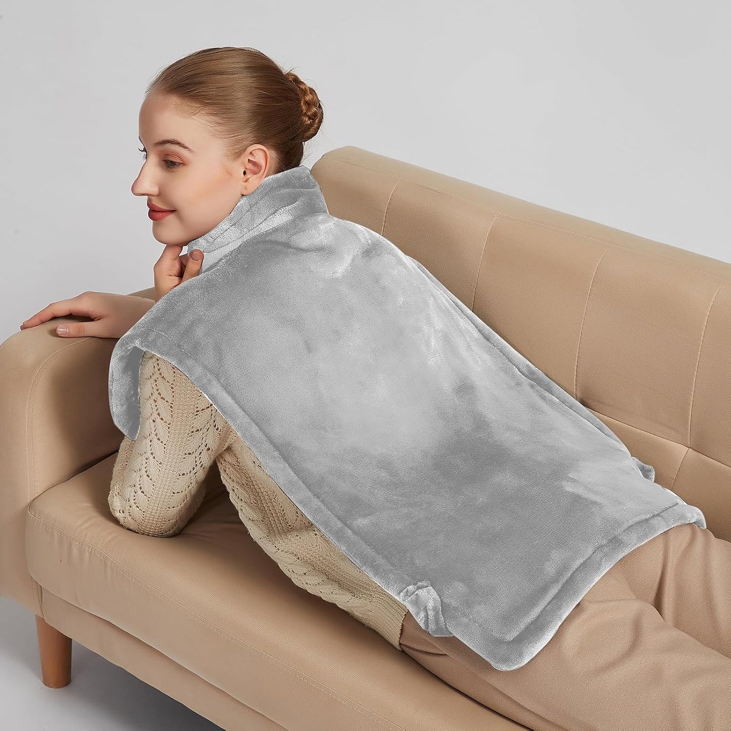 19" x 24" Weighted Neck&Shoulder Heating Pad, 2.5lbs with 12 Temperature Settings&Countdown Timer,Pain Relief for Neck/Shoulders/Menstrual Pain(Dark Gray)