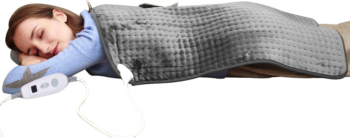 19" x 24" Weighted Neck&Shoulder Heating Pad, 2.5lbs with 12 Temperature Settings&Countdown Timer,Pain Relief for Neck/Shoulders/Menstrual Pain(Dark Gray)