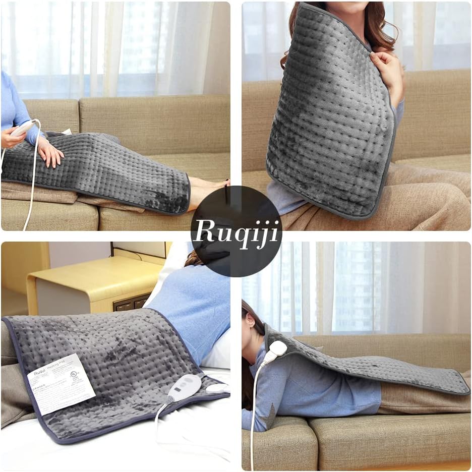 19" x 24" Weighted Neck&Shoulder Heating Pad, 2.5lbs with 12 Temperature Settings&Countdown Timer,Pain Relief for Neck/Shoulders/Menstrual Pain(Dark Gray)
