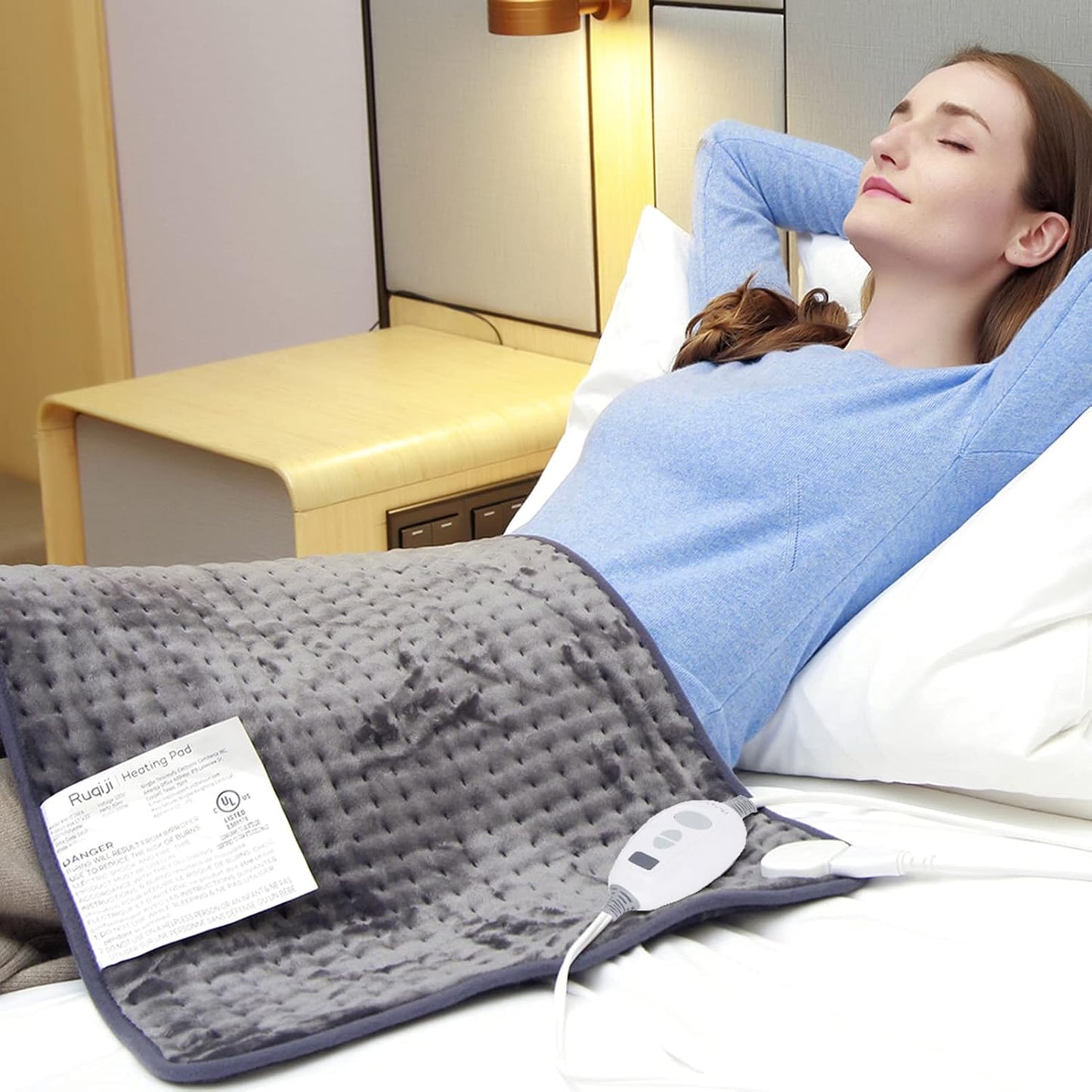 19" x 24" Weighted Neck&Shoulder Heating Pad, 2.5lbs with 12 Temperature Settings&Countdown Timer,Pain Relief for Neck/Shoulders/Menstrual Pain(Dark Gray)