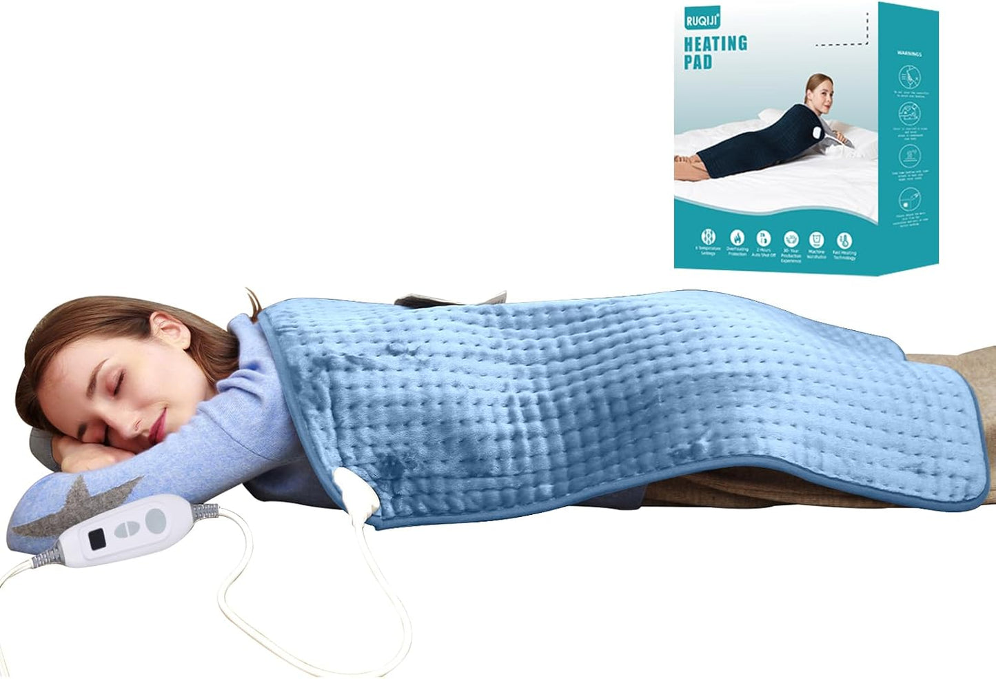 19" x 24" Weighted Neck&Shoulder Heating Pad, 2.5lbs with 12 Temperature Settings&Countdown Timer,Pain Relief for Neck/Shoulders/Menstrual Pain(Dark Gray)