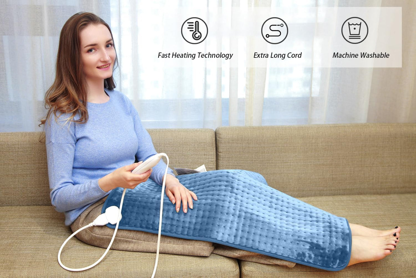 19" x 24" Weighted Neck&Shoulder Heating Pad, 2.5lbs with 12 Temperature Settings&Countdown Timer,Pain Relief for Neck/Shoulders/Menstrual Pain(Dark Gray)