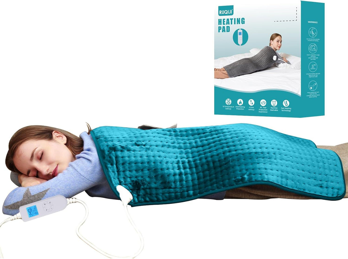 19" x 24" Weighted Neck&Shoulder Heating Pad, 2.5lbs with 12 Temperature Settings&Countdown Timer,Pain Relief for Neck/Shoulders/Menstrual Pain(Dark Gray)