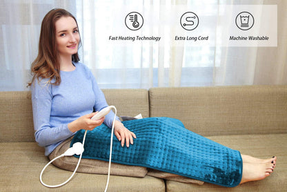 19" x 24" Weighted Neck&Shoulder Heating Pad, 2.5lbs with 12 Temperature Settings&Countdown Timer,Pain Relief for Neck/Shoulders/Menstrual Pain(Dark Gray)
