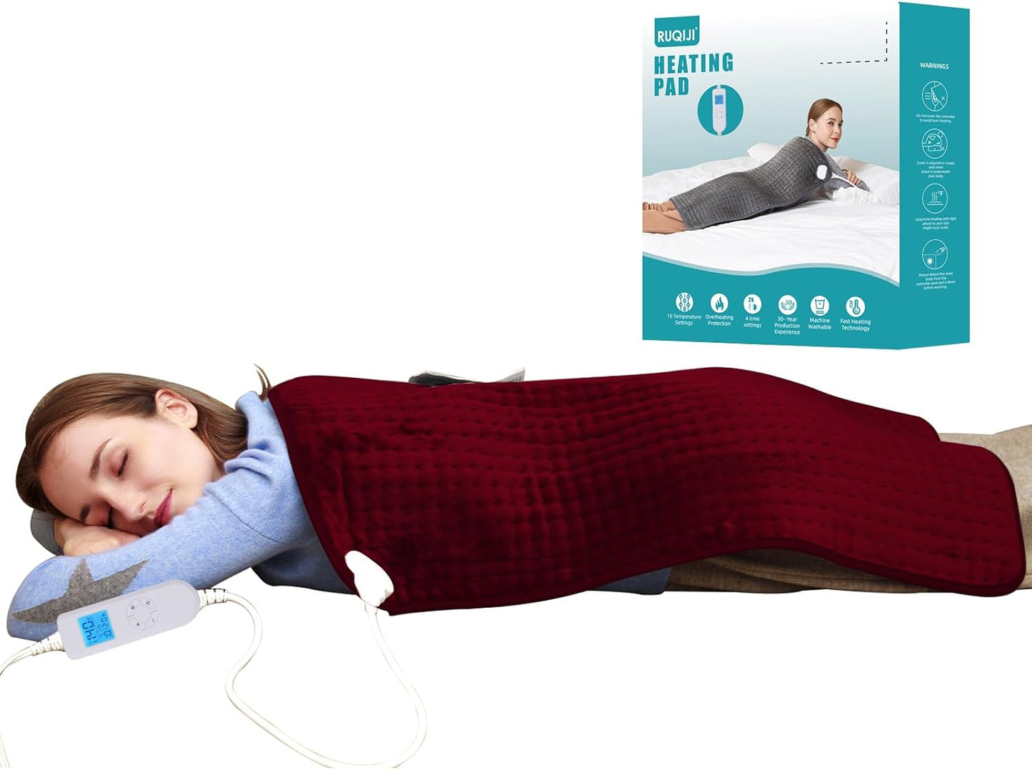 19" x 24" Weighted Neck&Shoulder Heating Pad, 2.5lbs with 12 Temperature Settings&Countdown Timer,Pain Relief for Neck/Shoulders/Menstrual Pain(Dark Gray)