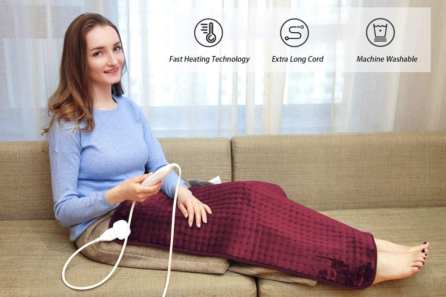 19" x 24" Weighted Neck&Shoulder Heating Pad, 2.5lbs with 12 Temperature Settings&Countdown Timer,Pain Relief for Neck/Shoulders/Menstrual Pain(Dark Gray)