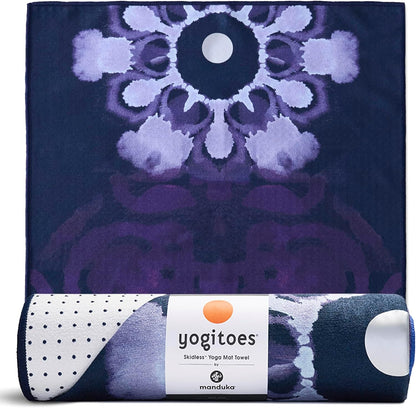Yogitoes Hot Yoga Mat Towel - 71" | Moisture Activated Grip | Patented Silicone Nubs | Highly Absorbent, Durable & Easy Care | Made from Recycled Materials | 71 x 24 Inches | Midnight