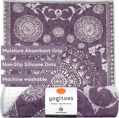 Yogitoes Hot Yoga Mat Towel - 71" | Moisture Activated Grip | Patented Silicone Nubs | Highly Absorbent, Durable & Easy Care | Made from Recycled Materials | 71 x 24 Inches | Midnight
