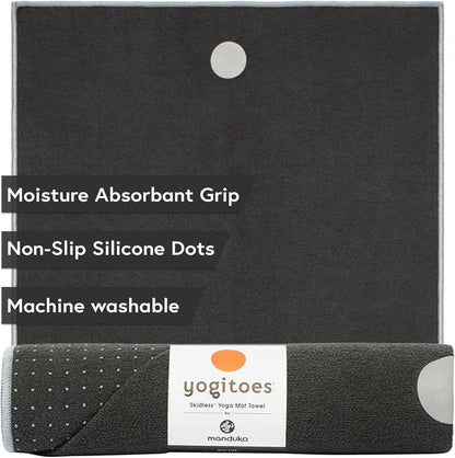 Yogitoes Hot Yoga Mat Towel - 71" | Moisture Activated Grip | Patented Silicone Nubs | Highly Absorbent, Durable & Easy Care | Made from Recycled Materials | 71 x 24 Inches | Midnight