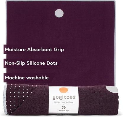 Yogitoes Hot Yoga Mat Towel - 71" | Moisture Activated Grip | Patented Silicone Nubs | Highly Absorbent, Durable & Easy Care | Made from Recycled Materials | 71 x 24 Inches | Midnight