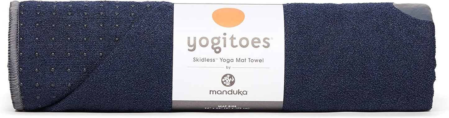 Yogitoes Hot Yoga Mat Towel - 71" | Moisture Activated Grip | Patented Silicone Nubs | Highly Absorbent, Durable & Easy Care | Made from Recycled Materials | 71 x 24 Inches | Midnight