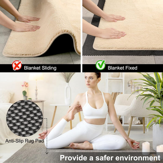 Non Slip Rug Pad Gripper 2 x 5 Feet Extra Thick Pads Carpet Pads for Area Rugs Keep Your Rugs Safe and in Place on Hardwood Floor (Black)