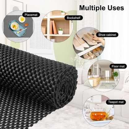 Non Slip Rug Pad Gripper 2 x 5 Feet Extra Thick Pads Carpet Pads for Area Rugs Keep Your Rugs Safe and in Place on Hardwood Floor (Black)