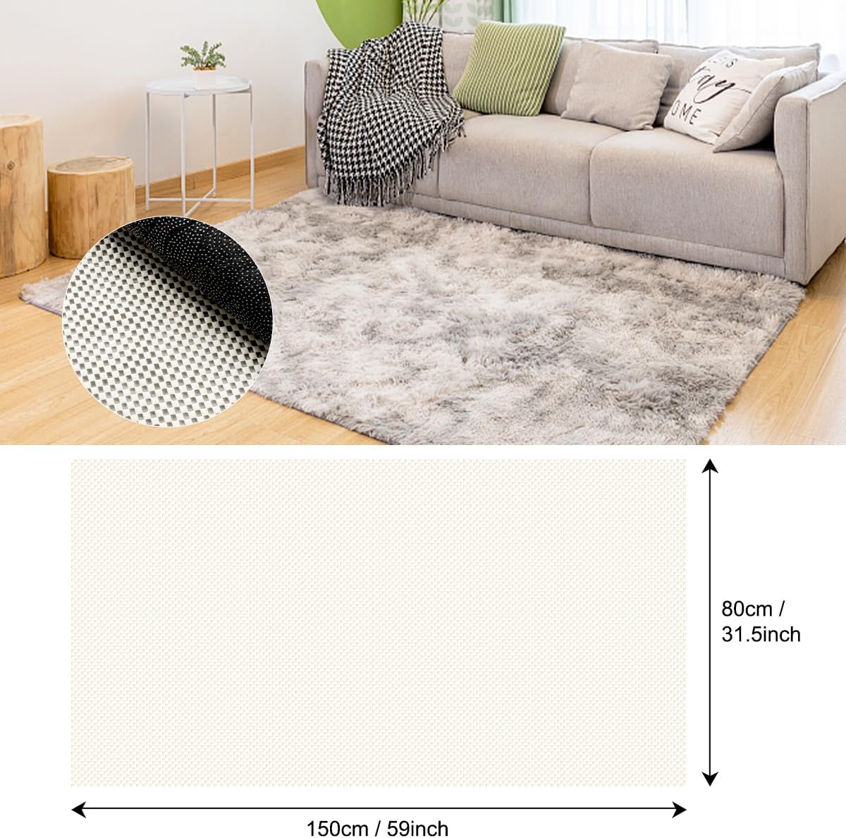 Non Slip Rug Pad Gripper 2 x 5 Feet Extra Thick Pads Carpet Pads for Area Rugs Keep Your Rugs Safe and in Place on Hardwood Floor (Black)