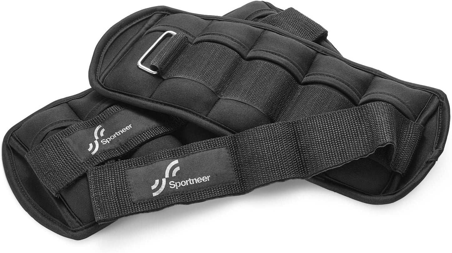 Adjustable Ankle Weights Set - 1 Pair (2-10 lbs) Removable Sandbags for Women & Men, Comfortable Neoprene Leg Weights for Walking, Running, Pilates, Yoga, Home Workout & Physical Therapy