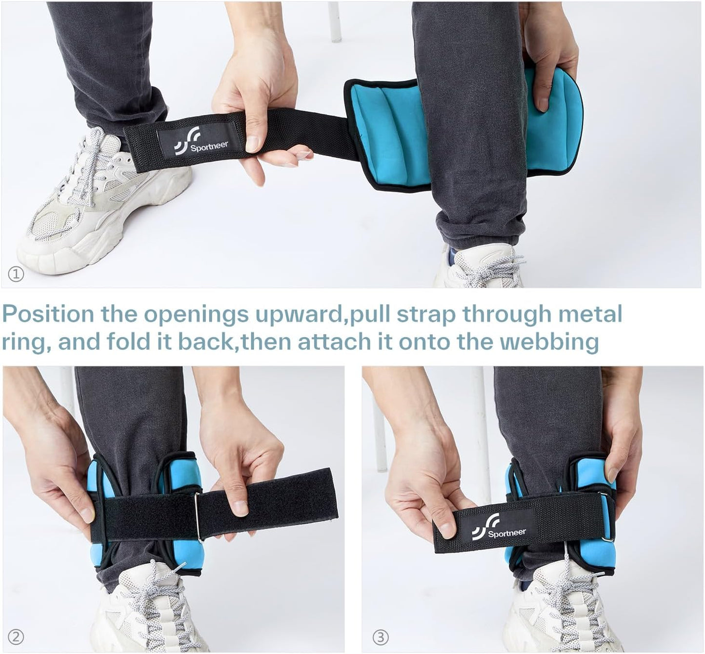 Adjustable Ankle Weights Set - 1 Pair (2-10 lbs) Removable Sandbags for Women & Men, Comfortable Neoprene Leg Weights for Walking, Running, Pilates, Yoga, Home Workout & Physical Therapy