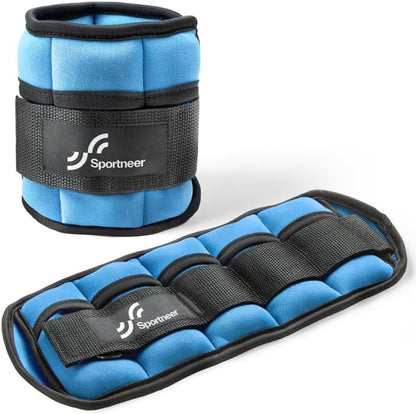 Adjustable Ankle Weights Set - 1 Pair (2-10 lbs) Removable Sandbags for Women & Men, Comfortable Neoprene Leg Weights for Walking, Running, Pilates, Yoga, Home Workout & Physical Therapy