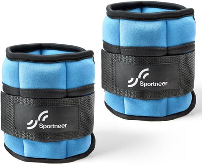 Adjustable Ankle Weights Set - 1 Pair (2-10 lbs) Removable Sandbags for Women & Men, Comfortable Neoprene Leg Weights for Walking, Running, Pilates, Yoga, Home Workout & Physical Therapy