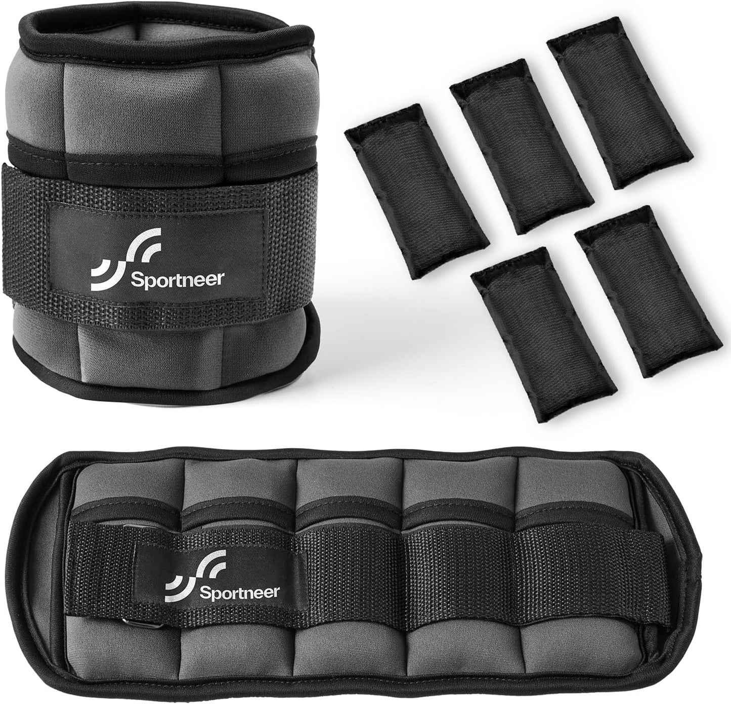 Adjustable Ankle Weights Set - 1 Pair (2-10 lbs) Removable Sandbags for Women & Men, Comfortable Neoprene Leg Weights for Walking, Running, Pilates, Yoga, Home Workout & Physical Therapy