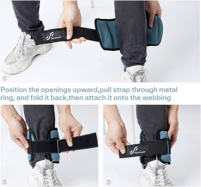 Adjustable Ankle Weights Set - 1 Pair (2-10 lbs) Removable Sandbags for Women & Men, Comfortable Neoprene Leg Weights for Walking, Running, Pilates, Yoga, Home Workout & Physical Therapy