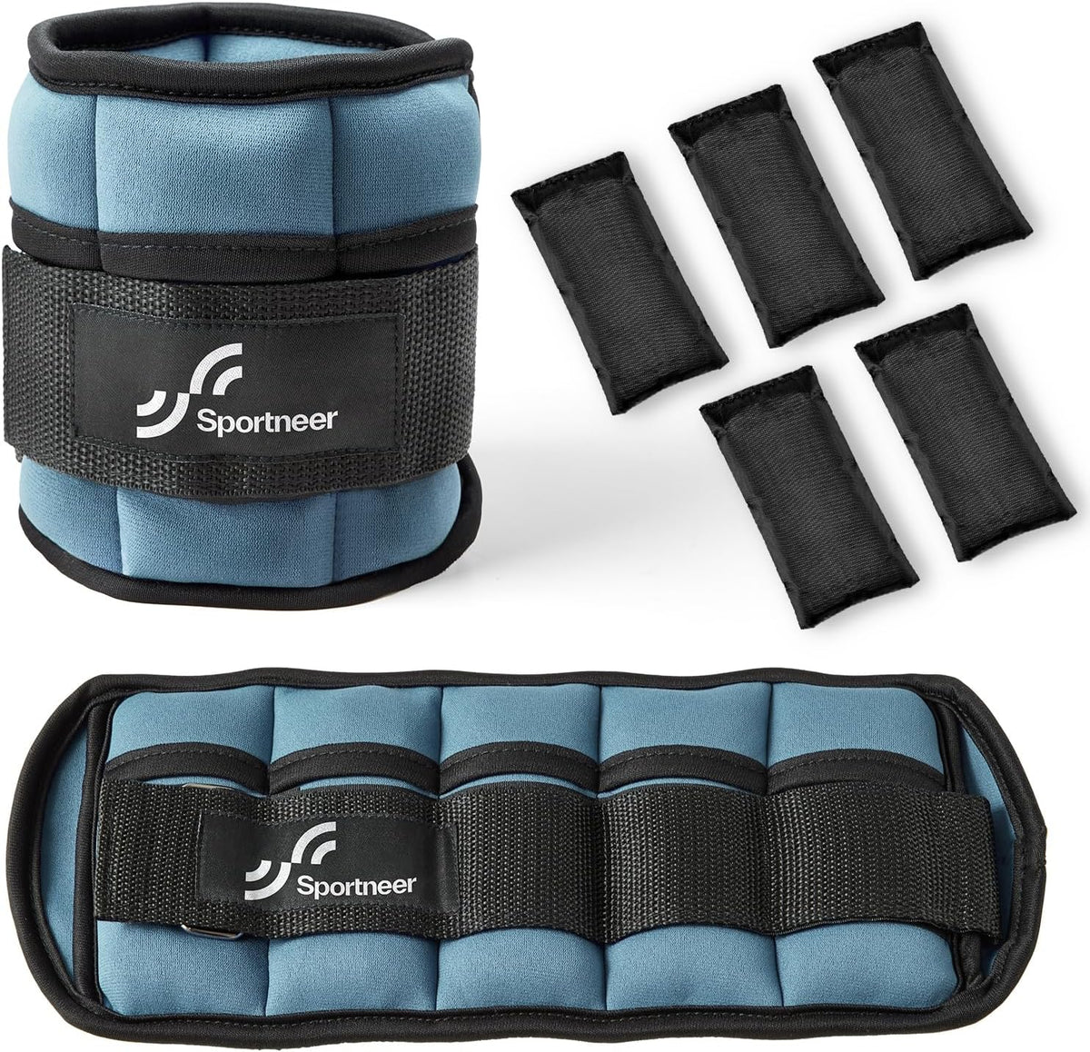 Adjustable Ankle Weights Set - 1 Pair (2-10 lbs) Removable Sandbags for Women & Men, Comfortable Neoprene Leg Weights for Walking, Running, Pilates, Yoga, Home Workout & Physical Therapy