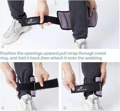 Adjustable Ankle Weights Set - 1 Pair (2-10 lbs) Removable Sandbags for Women & Men, Comfortable Neoprene Leg Weights for Walking, Running, Pilates, Yoga, Home Workout & Physical Therapy