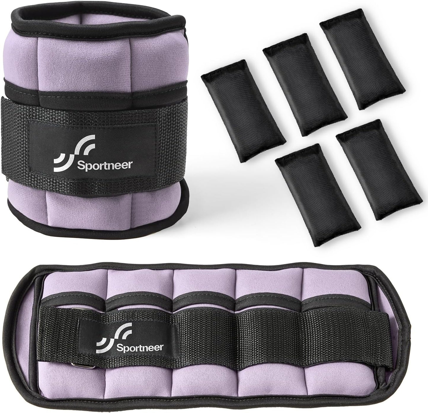 Adjustable Ankle Weights Set - 1 Pair (2-10 lbs) Removable Sandbags for Women & Men, Comfortable Neoprene Leg Weights for Walking, Running, Pilates, Yoga, Home Workout & Physical Therapy