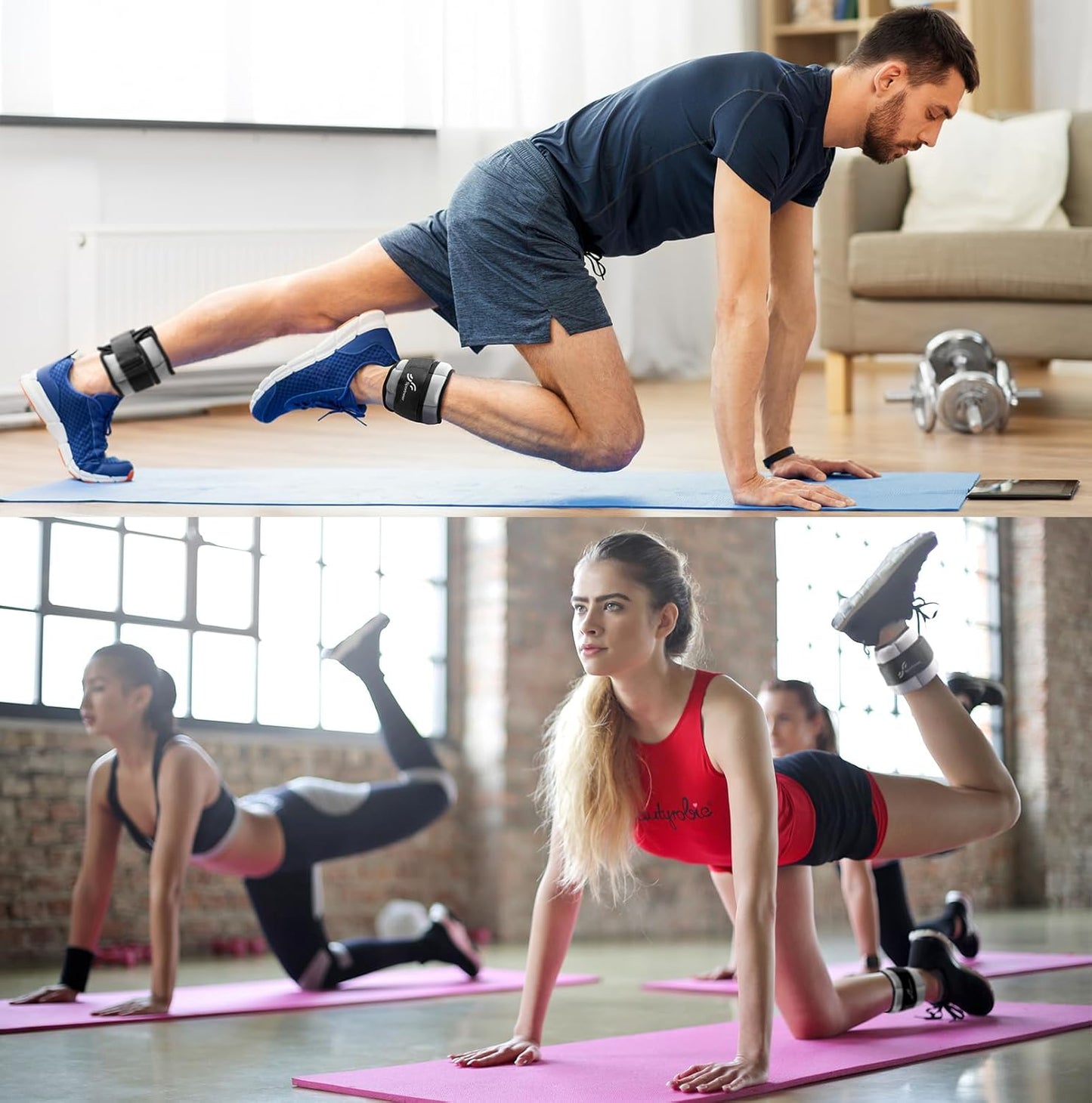 Adjustable Ankle Weights Set - 1 Pair (2-10 lbs) Removable Sandbags for Women & Men, Comfortable Neoprene Leg Weights for Walking, Running, Pilates, Yoga, Home Workout & Physical Therapy