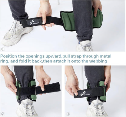 Adjustable Ankle Weights Set - 1 Pair (2-10 lbs) Removable Sandbags for Women & Men, Comfortable Neoprene Leg Weights for Walking, Running, Pilates, Yoga, Home Workout & Physical Therapy