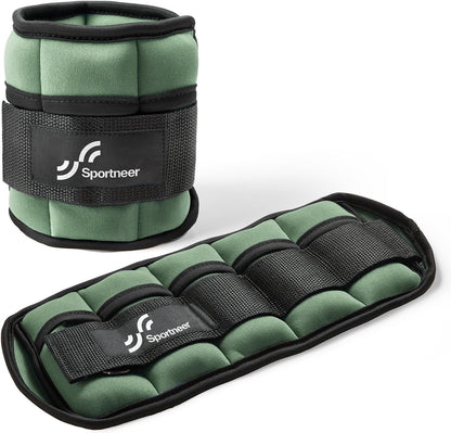 Adjustable Ankle Weights Set - 1 Pair (2-10 lbs) Removable Sandbags for Women & Men, Comfortable Neoprene Leg Weights for Walking, Running, Pilates, Yoga, Home Workout & Physical Therapy