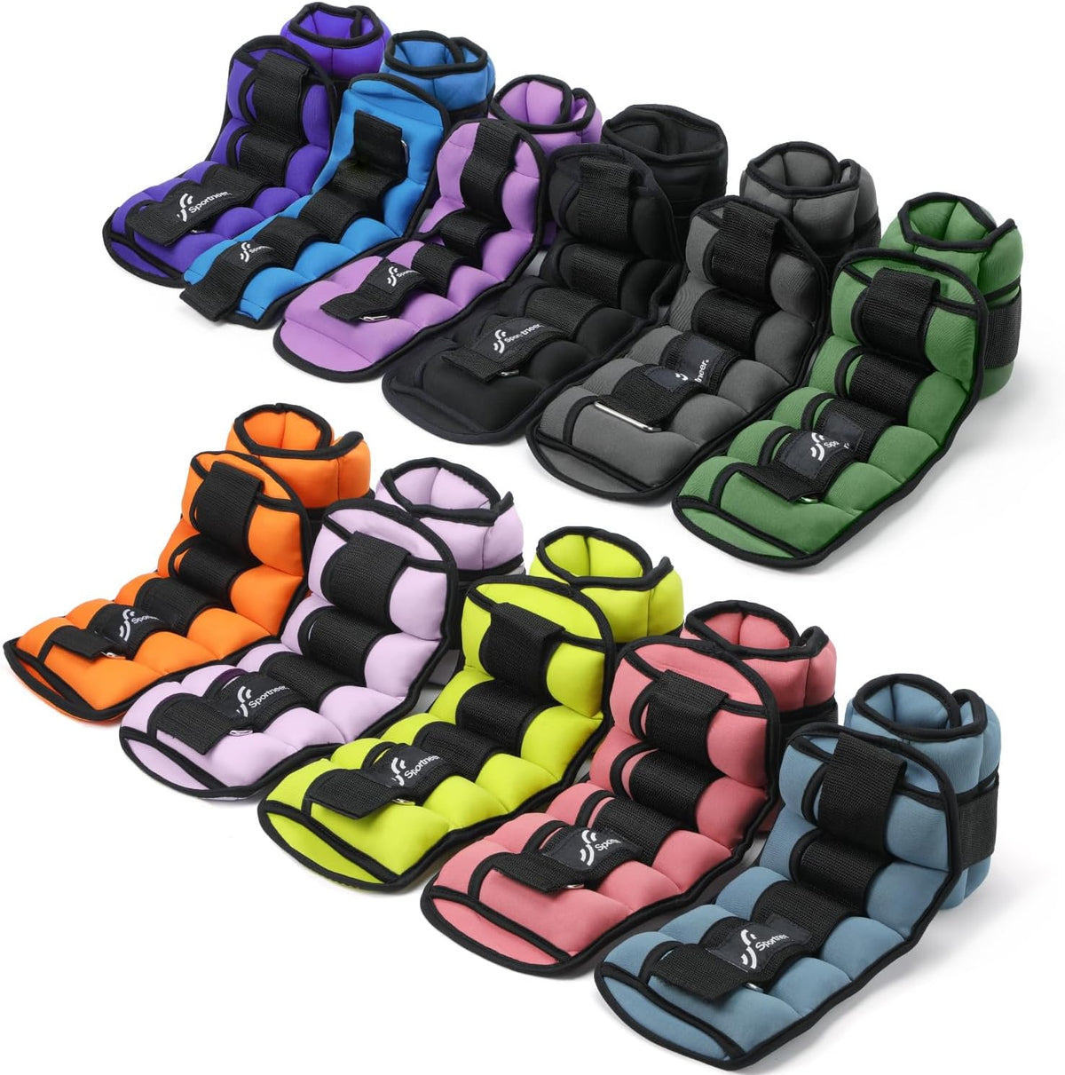 Adjustable Ankle Weights Set - 1 Pair (2-10 lbs) Removable Sandbags for Women & Men, Comfortable Neoprene Leg Weights for Walking, Running, Pilates, Yoga, Home Workout & Physical Therapy