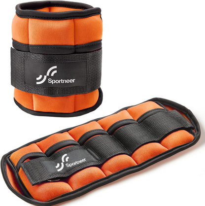 Adjustable Ankle Weights Set - 1 Pair (2-10 lbs) Removable Sandbags for Women & Men, Comfortable Neoprene Leg Weights for Walking, Running, Pilates, Yoga, Home Workout & Physical Therapy