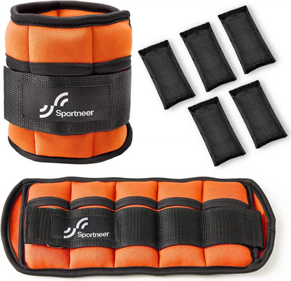 Adjustable Ankle Weights Set - 1 Pair (2-10 lbs) Removable Sandbags for Women & Men, Comfortable Neoprene Leg Weights for Walking, Running, Pilates, Yoga, Home Workout & Physical Therapy
