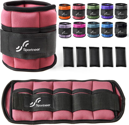 Adjustable Ankle Weights Set - 1 Pair (2-10 lbs) Removable Sandbags for Women & Men, Comfortable Neoprene Leg Weights for Walking, Running, Pilates, Yoga, Home Workout & Physical Therapy