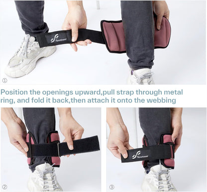 Adjustable Ankle Weights Set - 1 Pair (2-10 lbs) Removable Sandbags for Women & Men, Comfortable Neoprene Leg Weights for Walking, Running, Pilates, Yoga, Home Workout & Physical Therapy