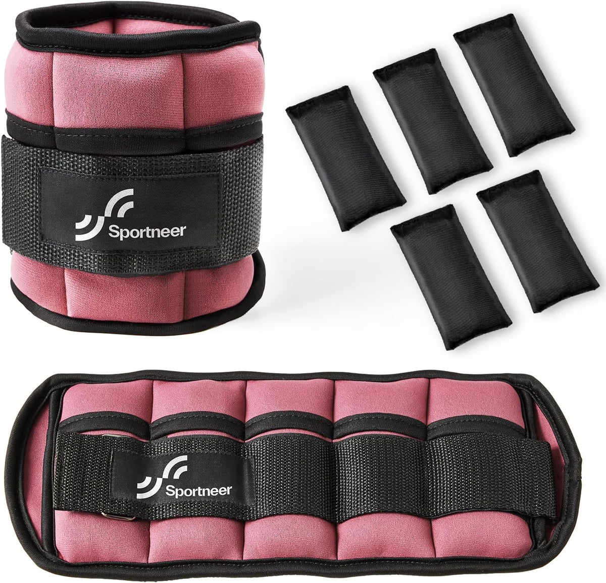 Adjustable Ankle Weights Set - 1 Pair (2-10 lbs) Removable Sandbags for Women & Men, Comfortable Neoprene Leg Weights for Walking, Running, Pilates, Yoga, Home Workout & Physical Therapy