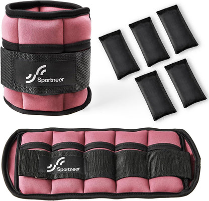 Adjustable Ankle Weights Set - 1 Pair (2-10 lbs) Removable Sandbags for Women & Men, Comfortable Neoprene Leg Weights for Walking, Running, Pilates, Yoga, Home Workout & Physical Therapy