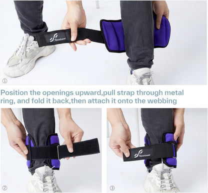 Adjustable Ankle Weights Set - 1 Pair (2-10 lbs) Removable Sandbags for Women & Men, Comfortable Neoprene Leg Weights for Walking, Running, Pilates, Yoga, Home Workout & Physical Therapy