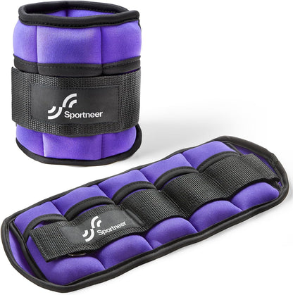 Adjustable Ankle Weights Set - 1 Pair (2-10 lbs) Removable Sandbags for Women & Men, Comfortable Neoprene Leg Weights for Walking, Running, Pilates, Yoga, Home Workout & Physical Therapy