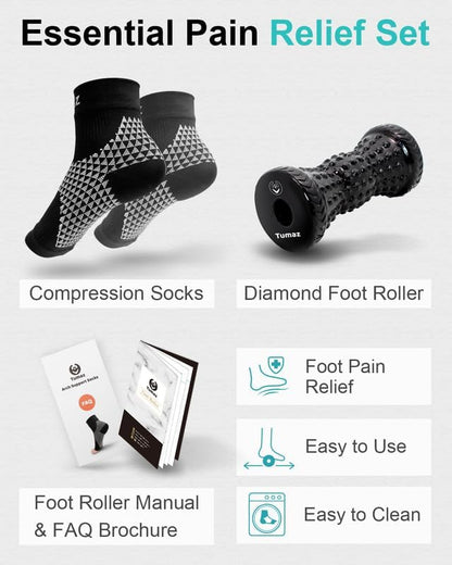 Foot Roller & Massage Ball 3-in-1 Set | Foot Roller, Spiky & Lacrosse Balls | Ergonomic Design | Deep Tissue Massage | Foot Relaxation & Recovery