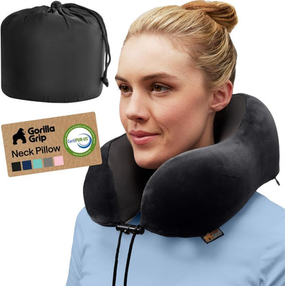 Travel Neck Pillow for Airplanes, Travel Essentials, Black