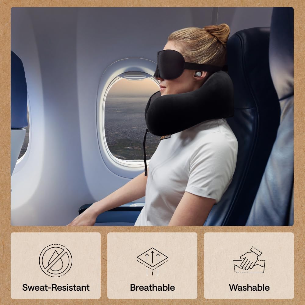 Travel Neck Pillow for Airplanes, Travel Essentials, Black