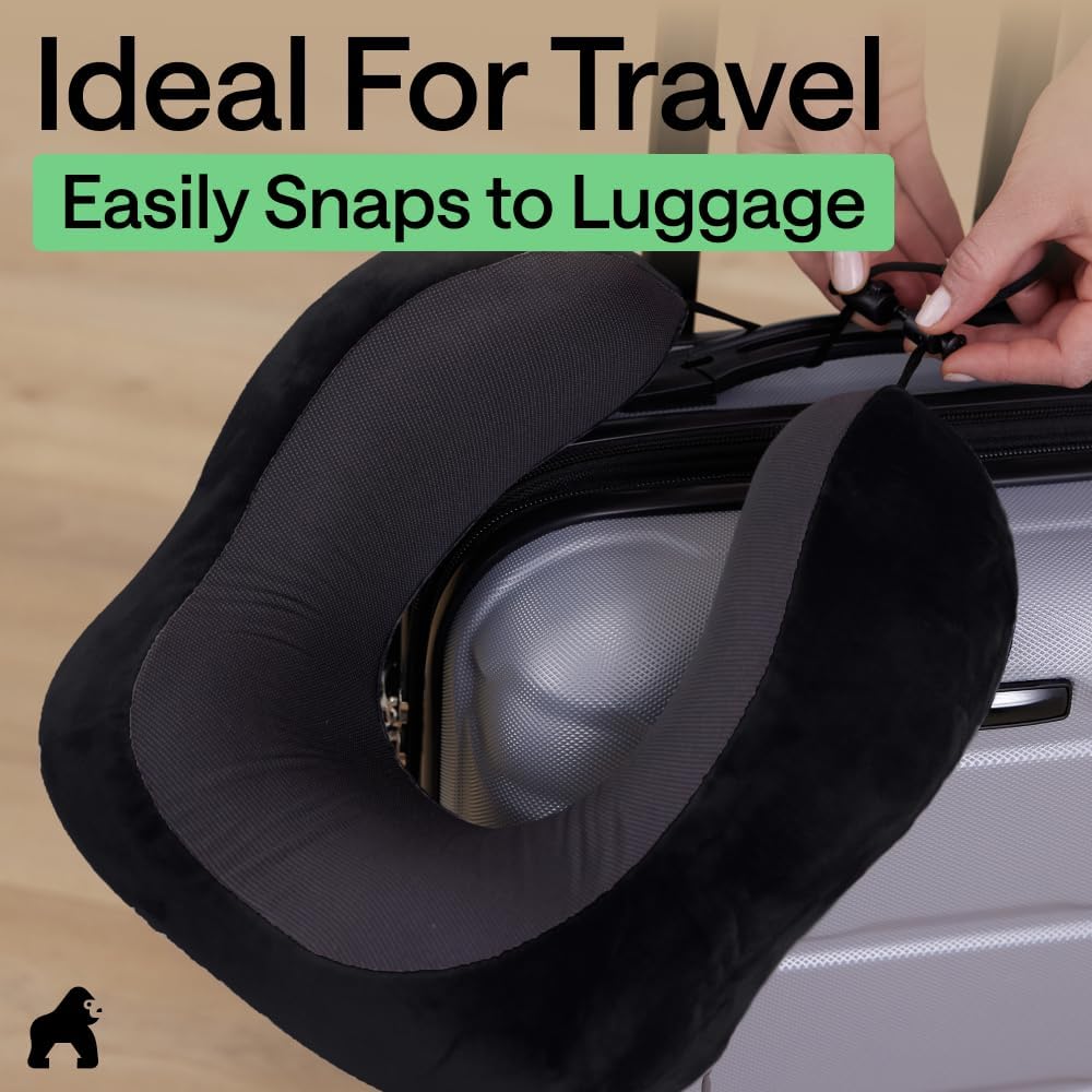 Travel Neck Pillow for Airplanes, Travel Essentials, Black