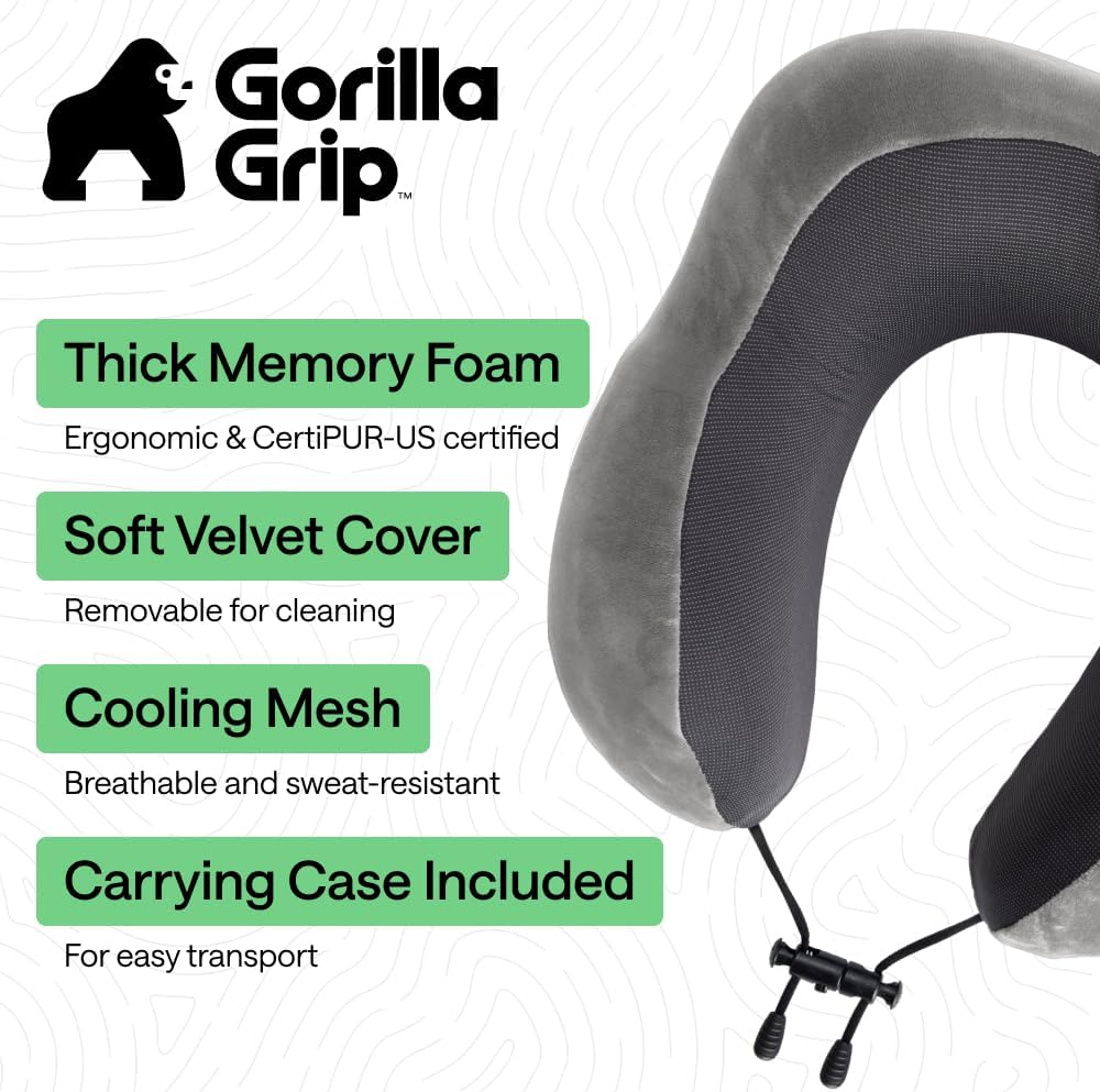 Travel Neck Pillow for Airplanes, Travel Essentials, Black