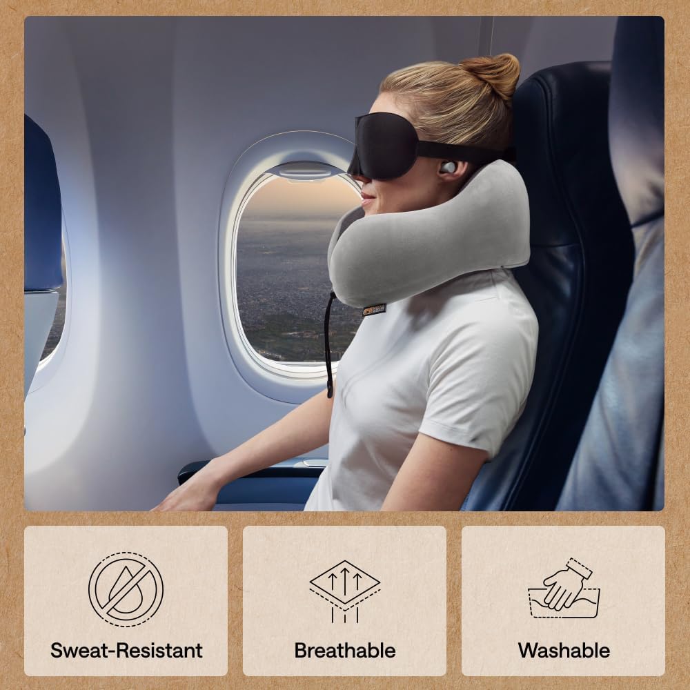 Travel Neck Pillow for Airplanes, Travel Essentials, Black