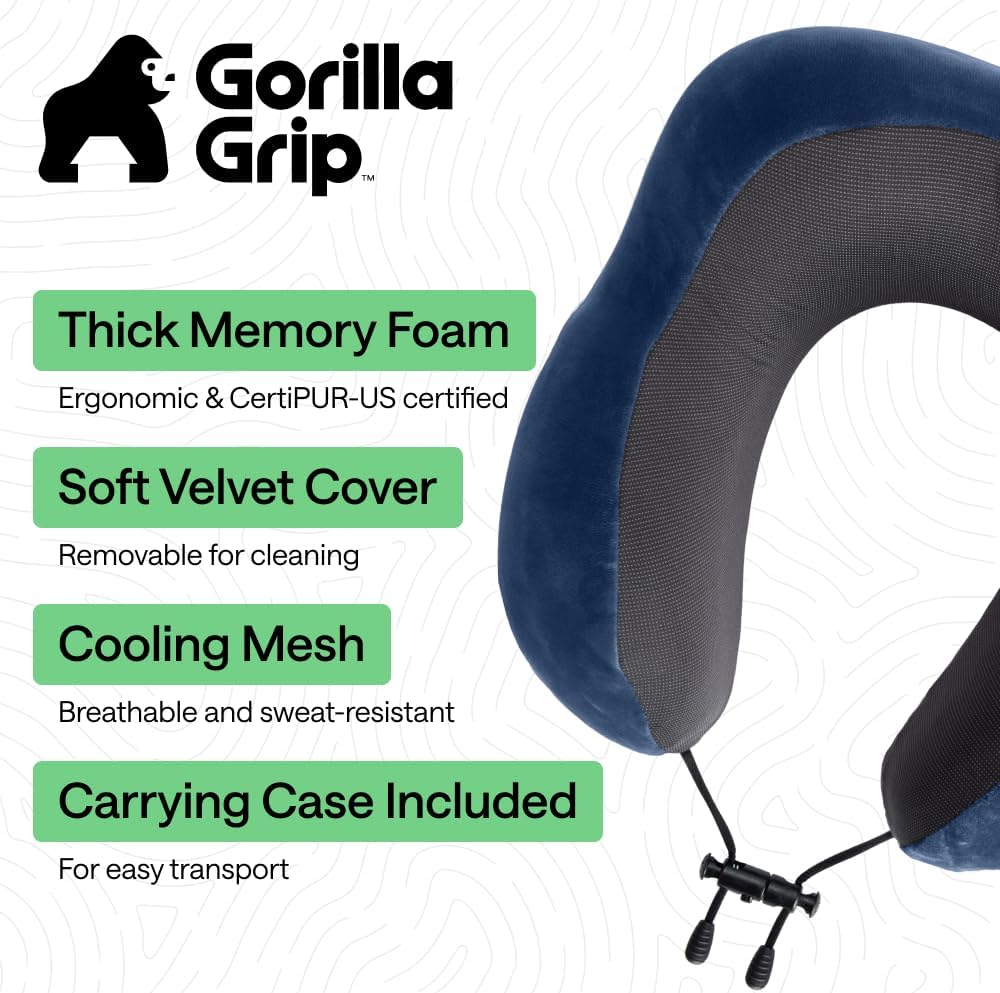 Travel Neck Pillow for Airplanes, Travel Essentials, Black