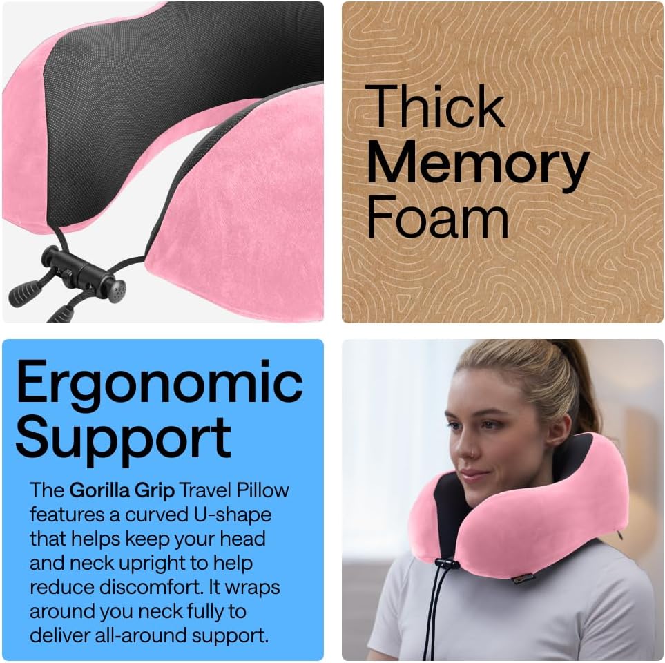 Travel Neck Pillow for Airplanes, Travel Essentials, Black