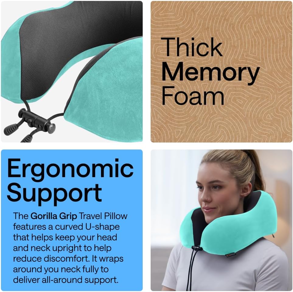 Travel Neck Pillow for Airplanes, Travel Essentials, Black