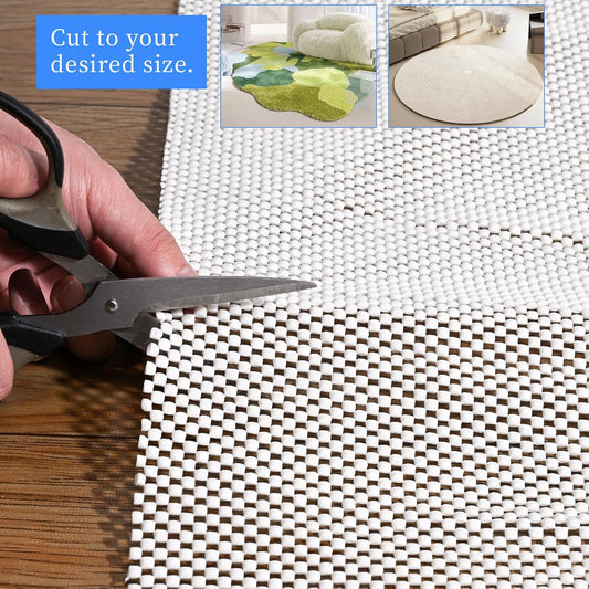 Non Slip Rug Pad Gripper 9X12 FT for Hardwood Floors, Eco-Friendly Anti Skid Mat Under Area Rugs, Keeps Rugs Safe and Flat, Odorless Cushioned Pad for Floor Protection, Easy to Trim Multi-Use Mat