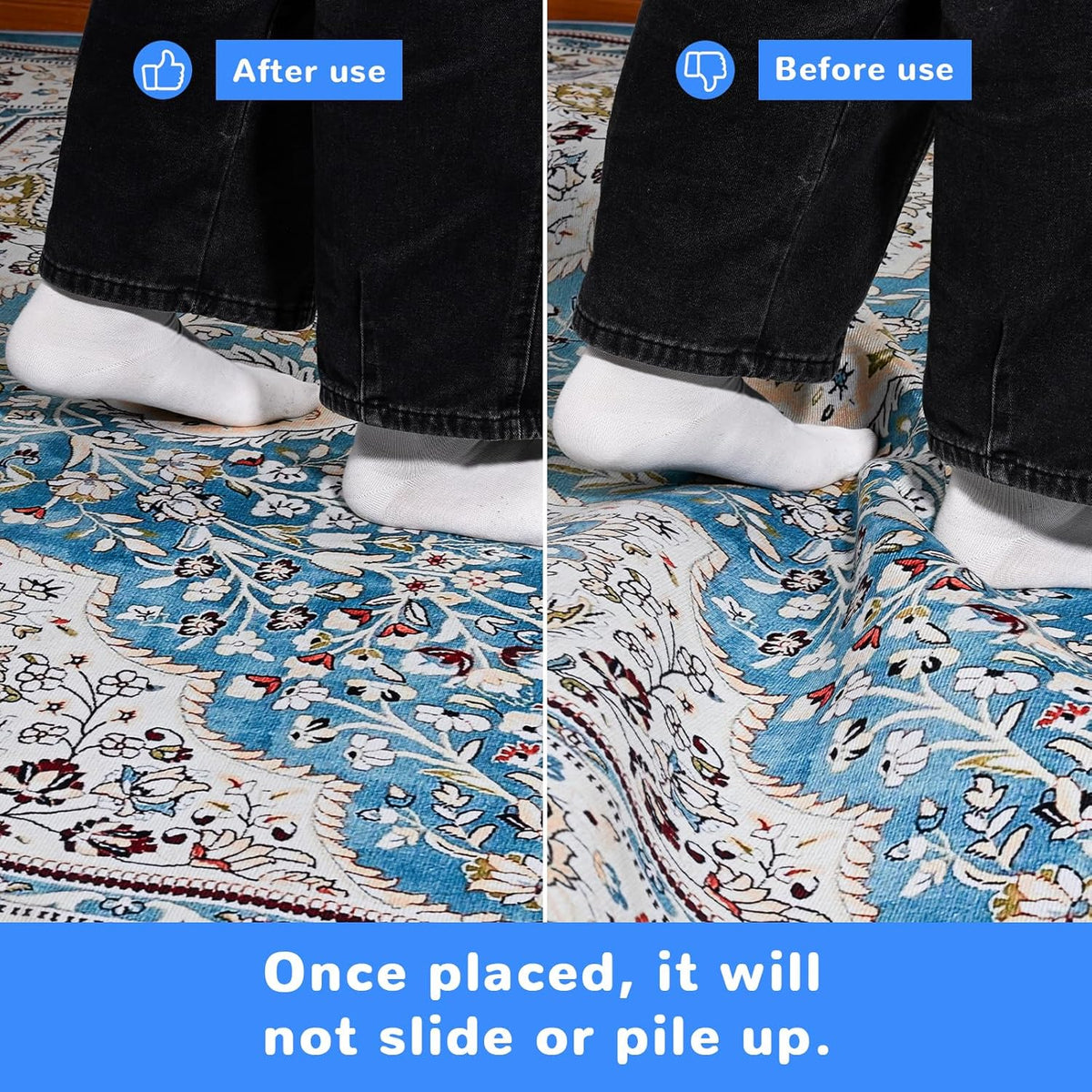Non Slip Rug Pad Gripper 9X12 FT for Hardwood Floors, Eco-Friendly Anti Skid Mat Under Area Rugs, Keeps Rugs Safe and Flat, Odorless Cushioned Pad for Floor Protection, Easy to Trim Multi-Use Mat